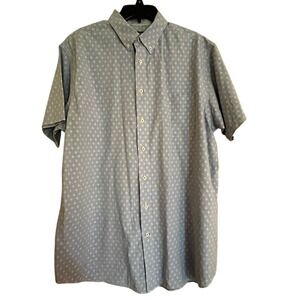 Cremieux Collection Mens XLT Blue MicroCheck Geometric Short Sleeve Button Shirt